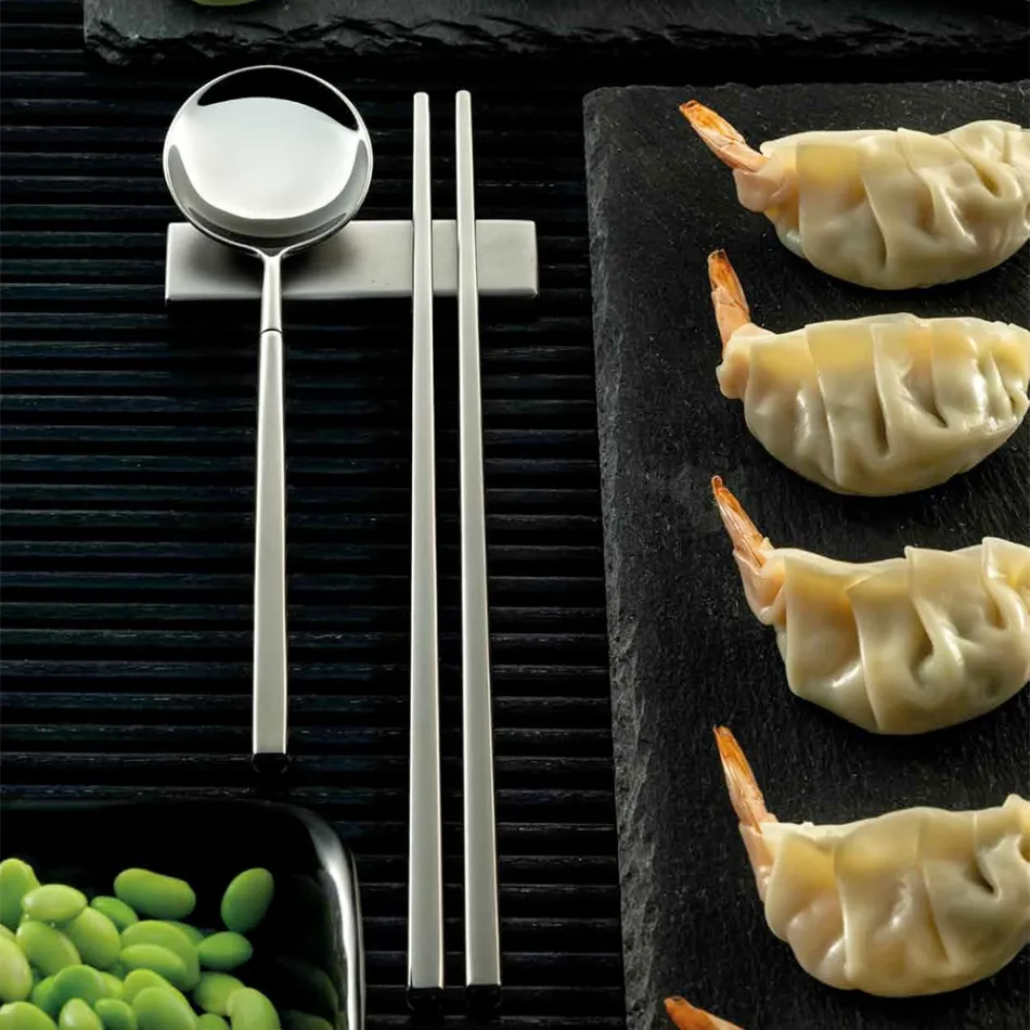 Conjunto Composto por Colher de Fruta, Pauzinhos e Descanso para Talheres - Osaka Viadurini