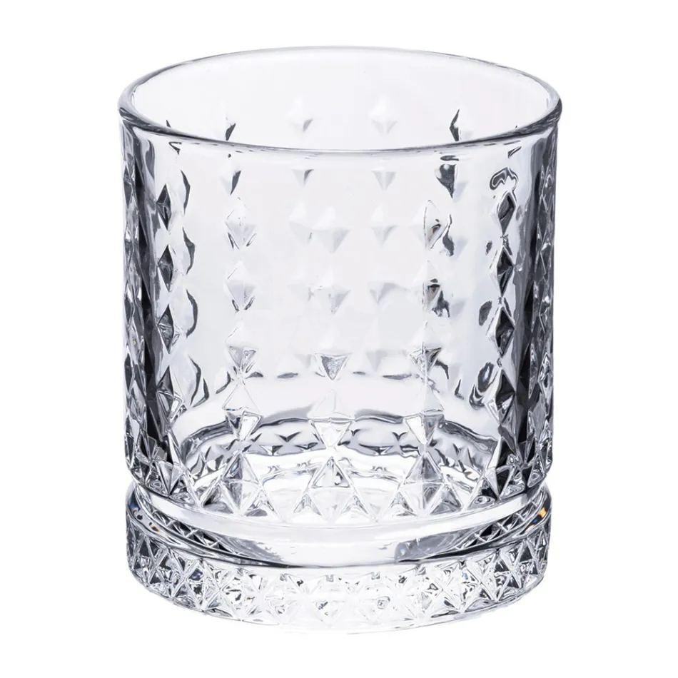 Conjunto de 12 Copos de Água 400 ml em Vidro com Decorações de Diamante - Wisky Viadurini