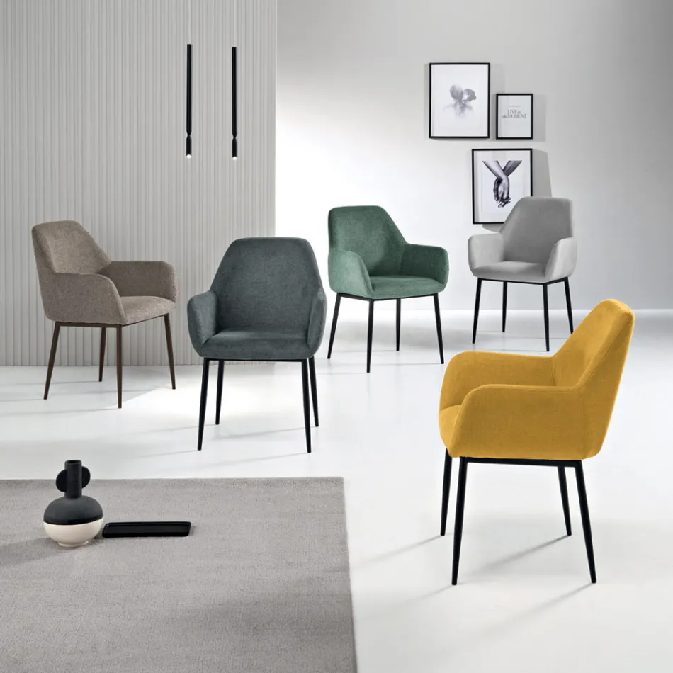 Conjunto de 2 poltronas estofadas em tecido colorido e estrutura de metal - Valeria Viadurini