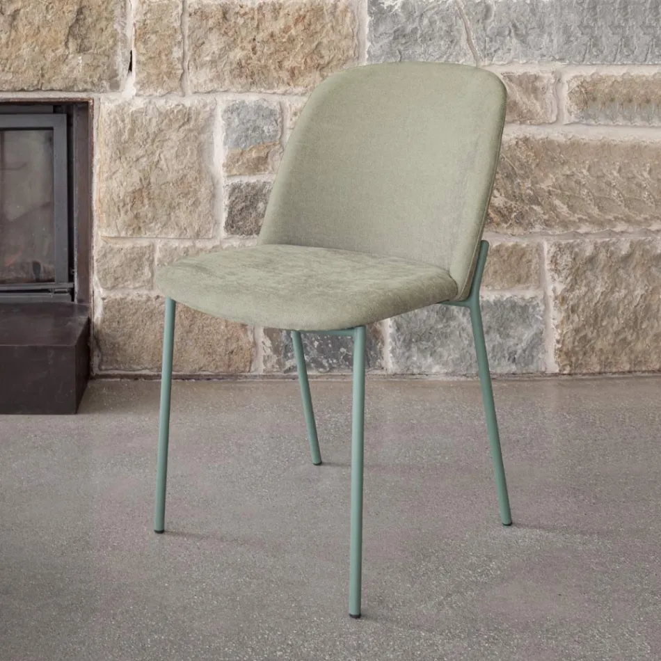 Conjunto de 2 cadeiras de sala em tecido e metal Made in Italy - Ivy Viadurini