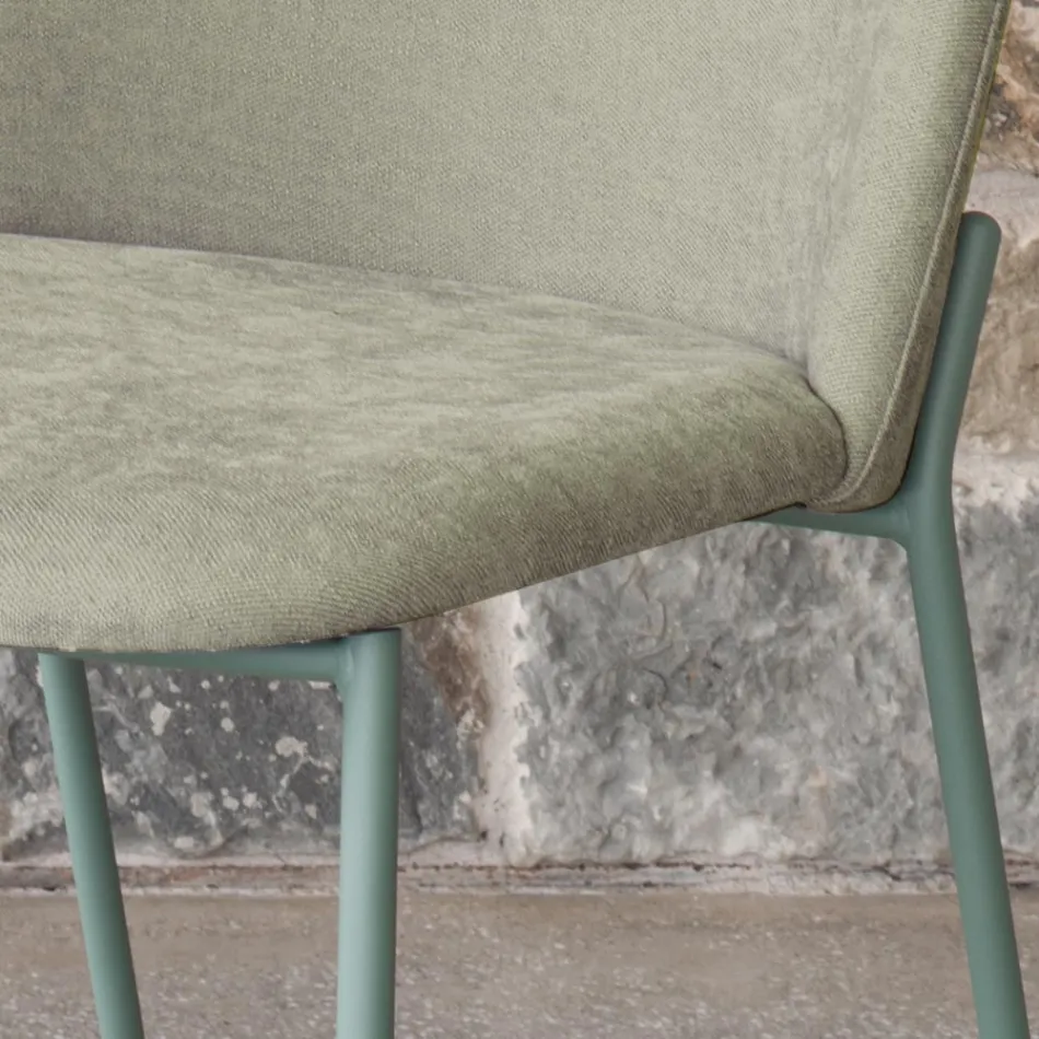 Conjunto de 2 cadeiras de sala em tecido e metal Made in Italy - Ivy Viadurini