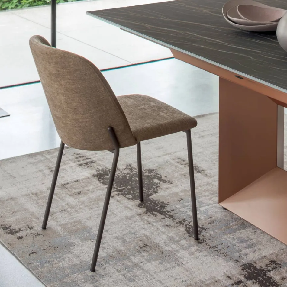 Conjunto de 2 cadeiras de sala em tecido e metal Made in Italy - Ivy Viadurini