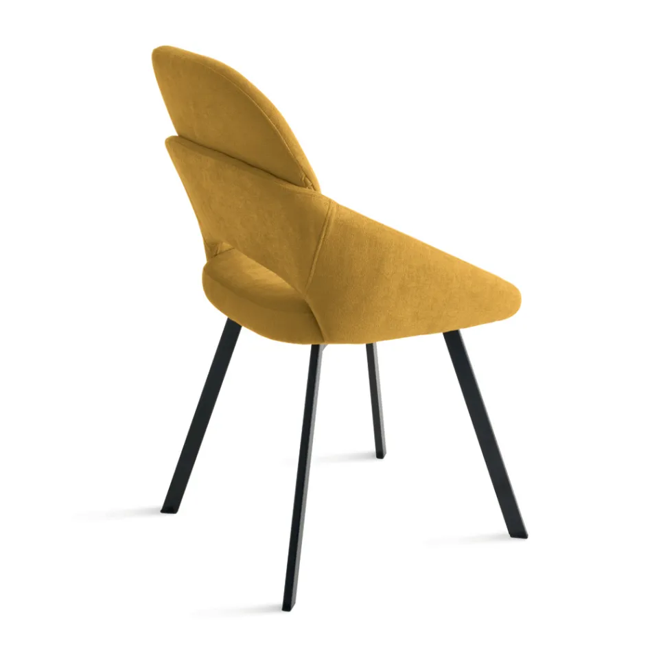 Conjunto de 2 cadeiras estofadas em tecido colorido com estrutura de metal - Damian Viadurini