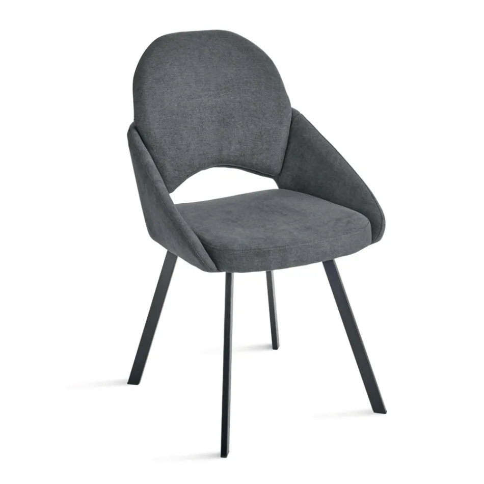 Conjunto de 2 cadeiras estofadas em tecido colorido com estrutura de metal - Damian Viadurini