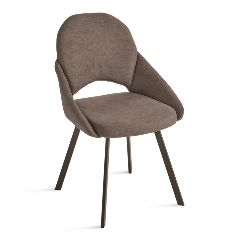 Conjunto de 2 cadeiras estofadas em tecido colorido com estrutura de metal - Damian Viadurini