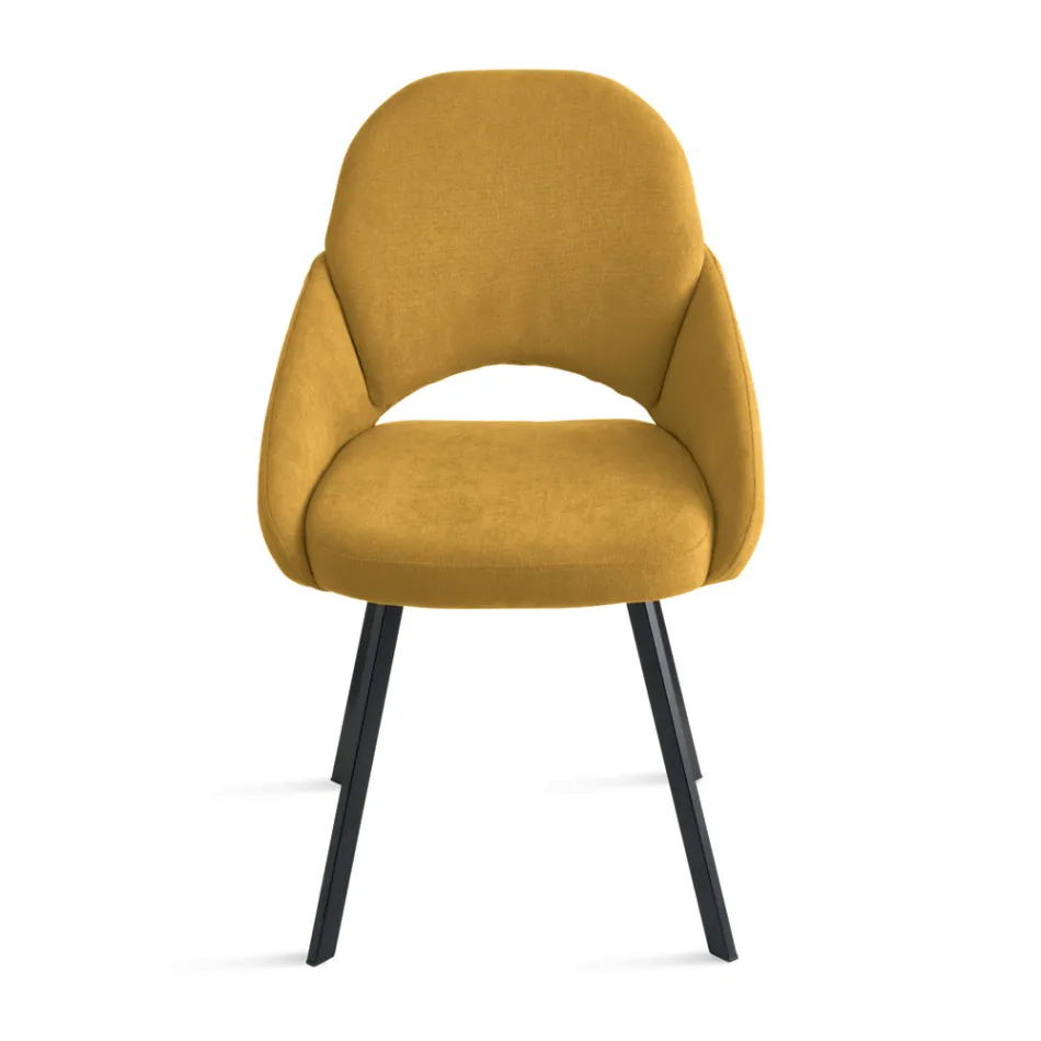 Conjunto de 2 cadeiras estofadas em tecido colorido com estrutura de metal - Damian Viadurini