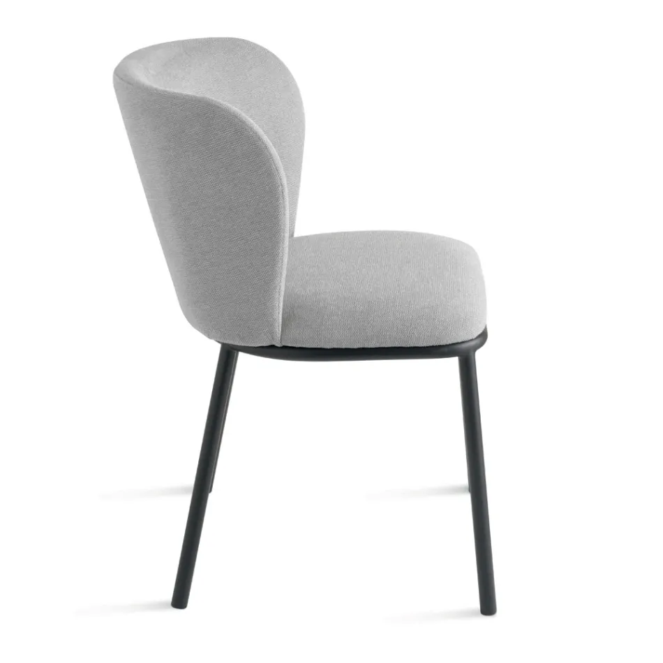 Conjunto de 2 cadeiras estofadas em tecido com estrutura de metal pintado - Leandra Viadurini