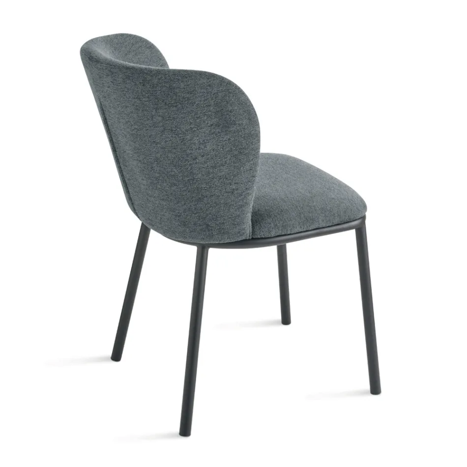 Conjunto de 2 cadeiras estofadas em tecido com estrutura de metal pintado - Leandra Viadurini