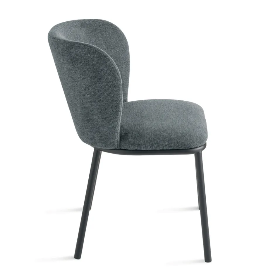 Conjunto de 2 cadeiras estofadas em tecido com estrutura de metal pintado - Leandra Viadurini