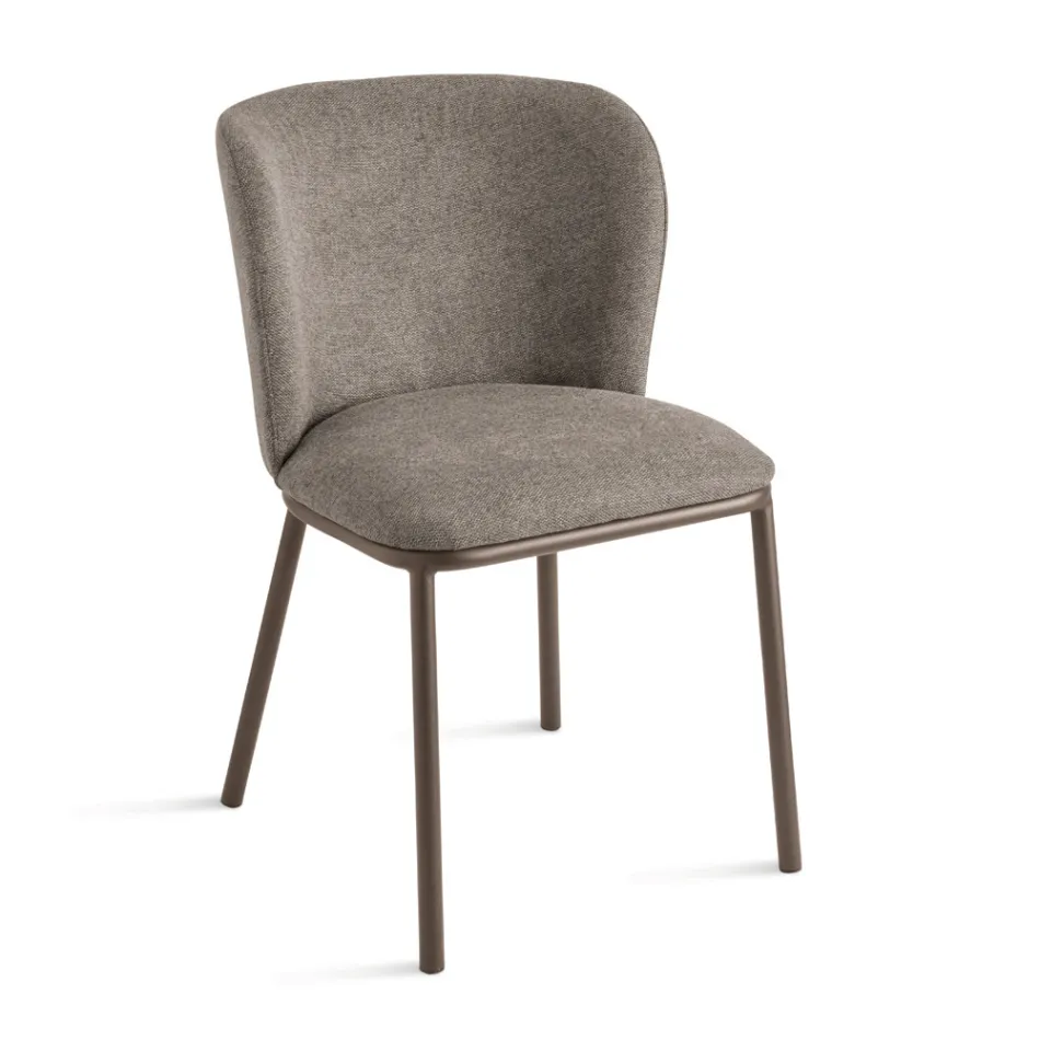 Conjunto de 2 cadeiras estofadas em tecido com estrutura de metal pintado - Leandra Viadurini