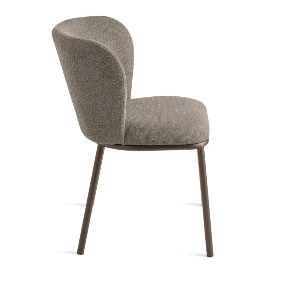 Conjunto de 2 cadeiras estofadas em tecido com estrutura de metal pintado - Leandra Viadurini