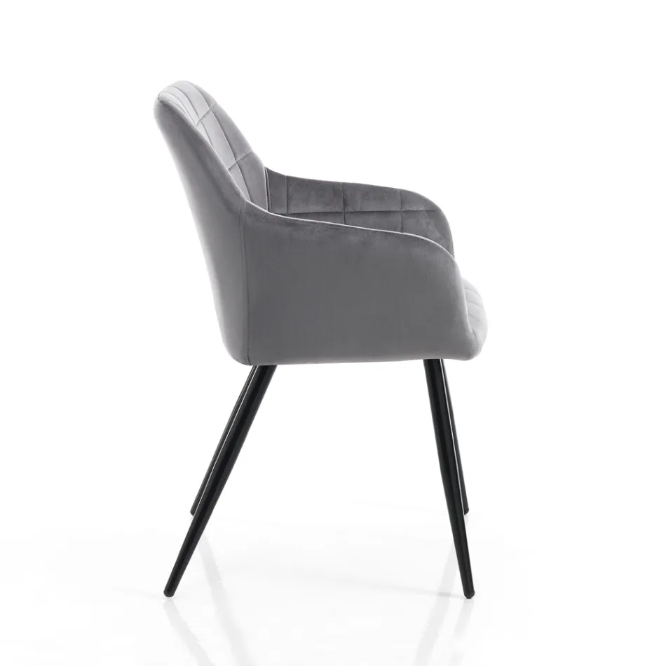 Conjunto de 2 Cadeiras em Tecido Efeito Veludo - Plutônio Viadurini