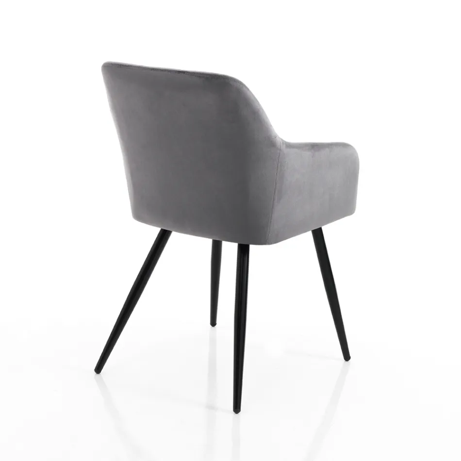 Conjunto de 2 Cadeiras em Tecido Efeito Veludo - Plutônio Viadurini