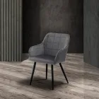 Conjunto de 2 Cadeiras em Tecido Efeito Veludo - Plutônio Viadurini