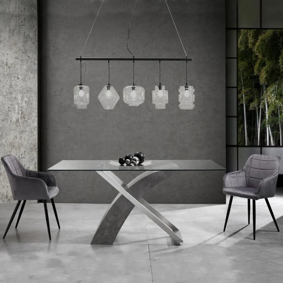 Conjunto de 2 Cadeiras em Tecido Efeito Veludo - Plutônio Viadurini