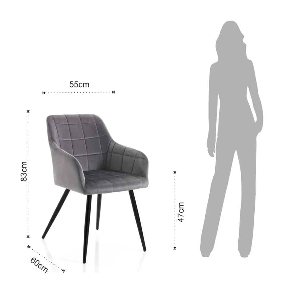 Conjunto de 2 Cadeiras em Tecido Efeito Veludo - Plutônio Viadurini