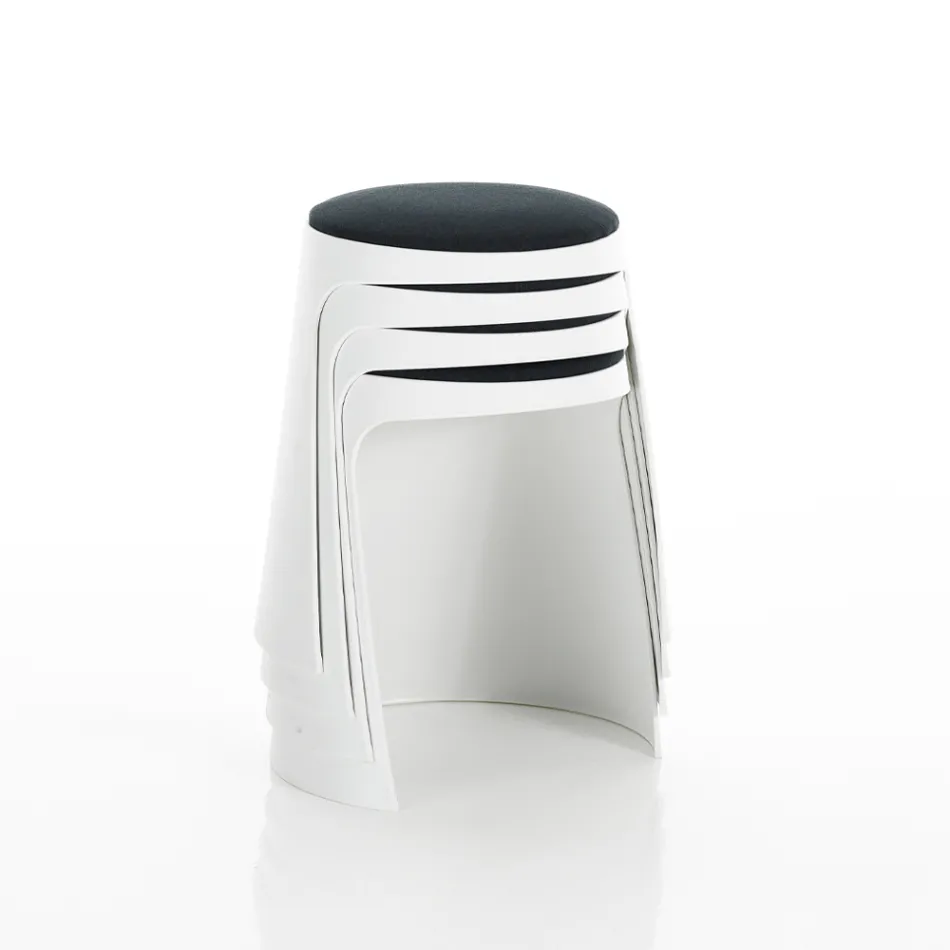 Conjunto de 2 Bancos em Polipropileno e Assento em Tecido - Anchova Viadurini