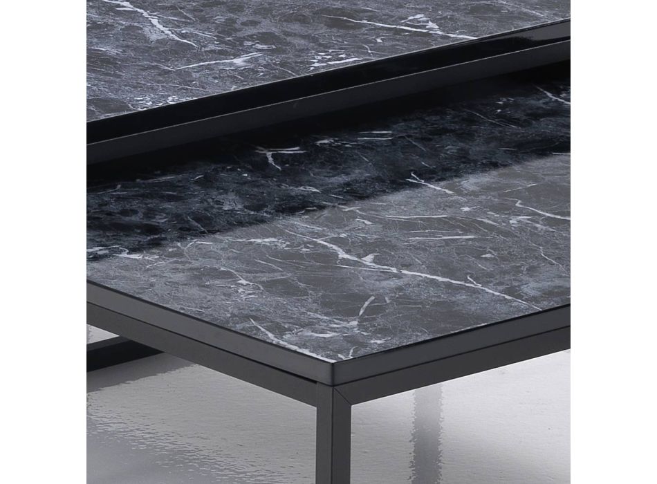 Conjunto de 2 mesas de centro em MDF com acabamento em mármore - Osmium Viadurini