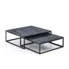 Conjunto de 2 mesas de centro em MDF com acabamento em mármore - Osmium Viadurini