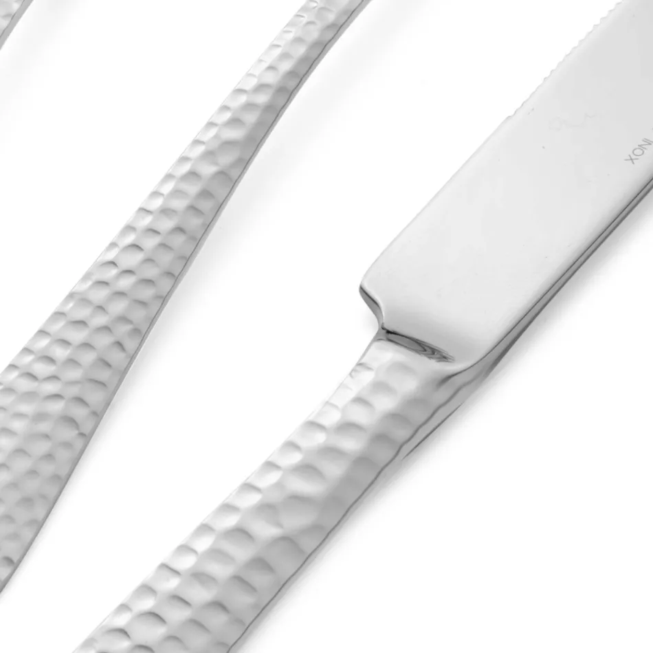 Conjunto de 24 talheres em aço inoxidável polido fabricado na Itália - História Viadurini