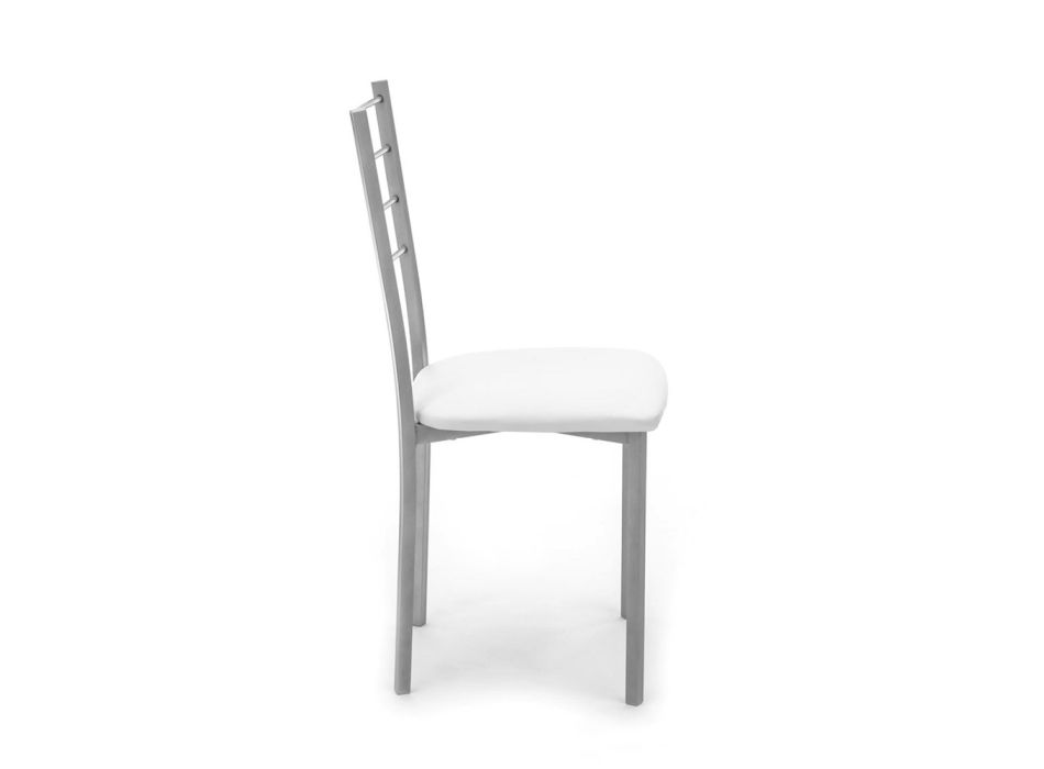 Conjunto de 4 Cadeiras com Estrutura Metálica Pintada em Cinza - Galletto Viadurini