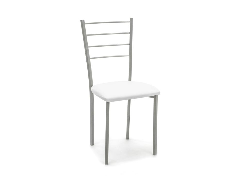 Conjunto de 4 Cadeiras com Estrutura Metálica Pintada em Cinza - Galletto Viadurini