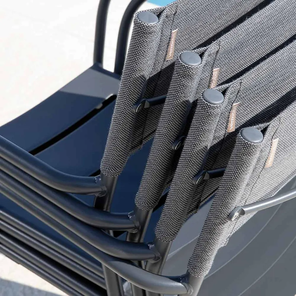 Conjunto de 4 cadeiras de jardim em metal galvanizado e batyline - Prestigio Viadurini