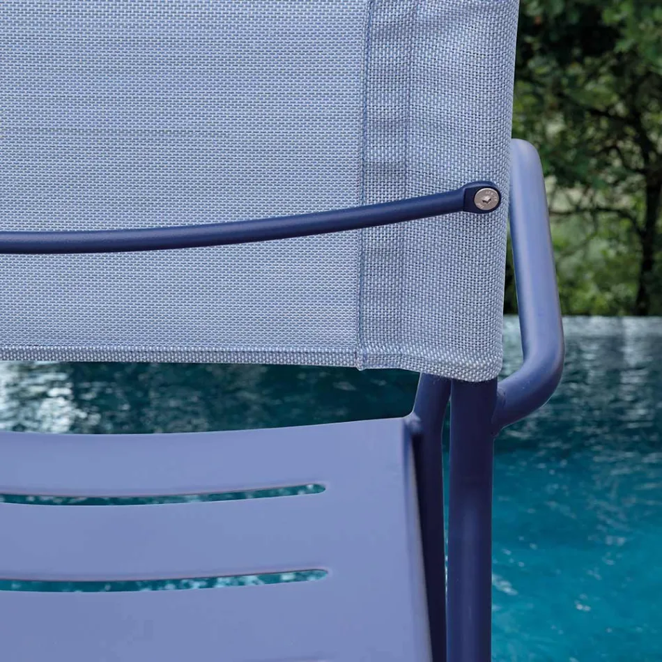 Conjunto de 4 cadeiras de jardim em metal galvanizado e batyline - Prestigio Viadurini