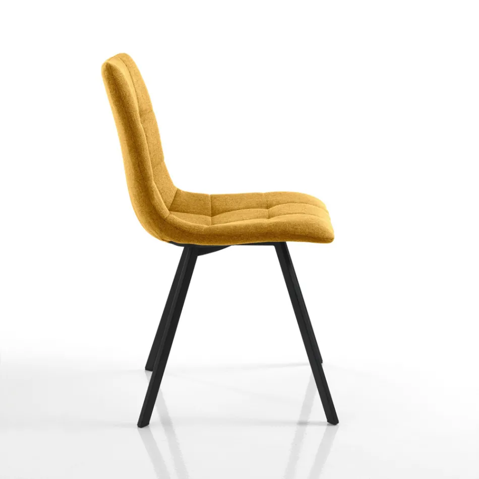 Conjunto de 4 cadeiras de jantar acolchoadas e estofadas em tecido - Chimera Viadurini