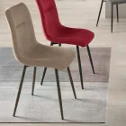 Conjunto de 4 cadeiras estofadas em tecido para sala de estar com base de metal - Projeto Viadurini