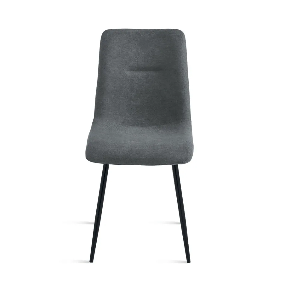 Conjunto de 4 cadeiras estofadas em tecido para sala de estar com base de metal - Projeto Viadurini