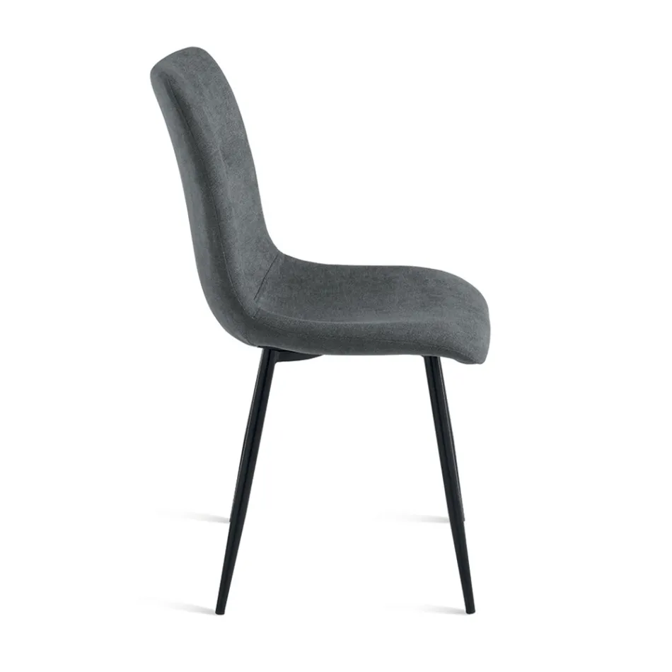 Conjunto de 4 cadeiras estofadas em tecido para sala de estar com base de metal - Projeto Viadurini