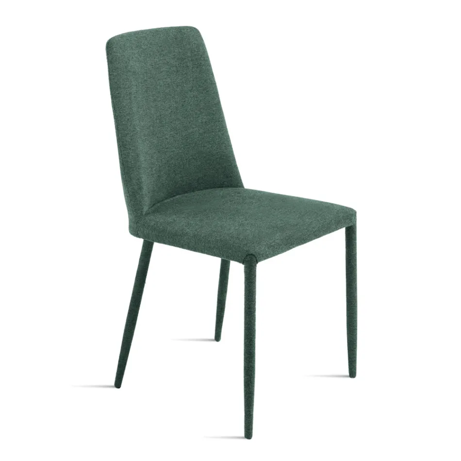 Conjunto de 4 cadeiras estofadas em tecido colorido e estrutura estofada - Luciana Viadurini