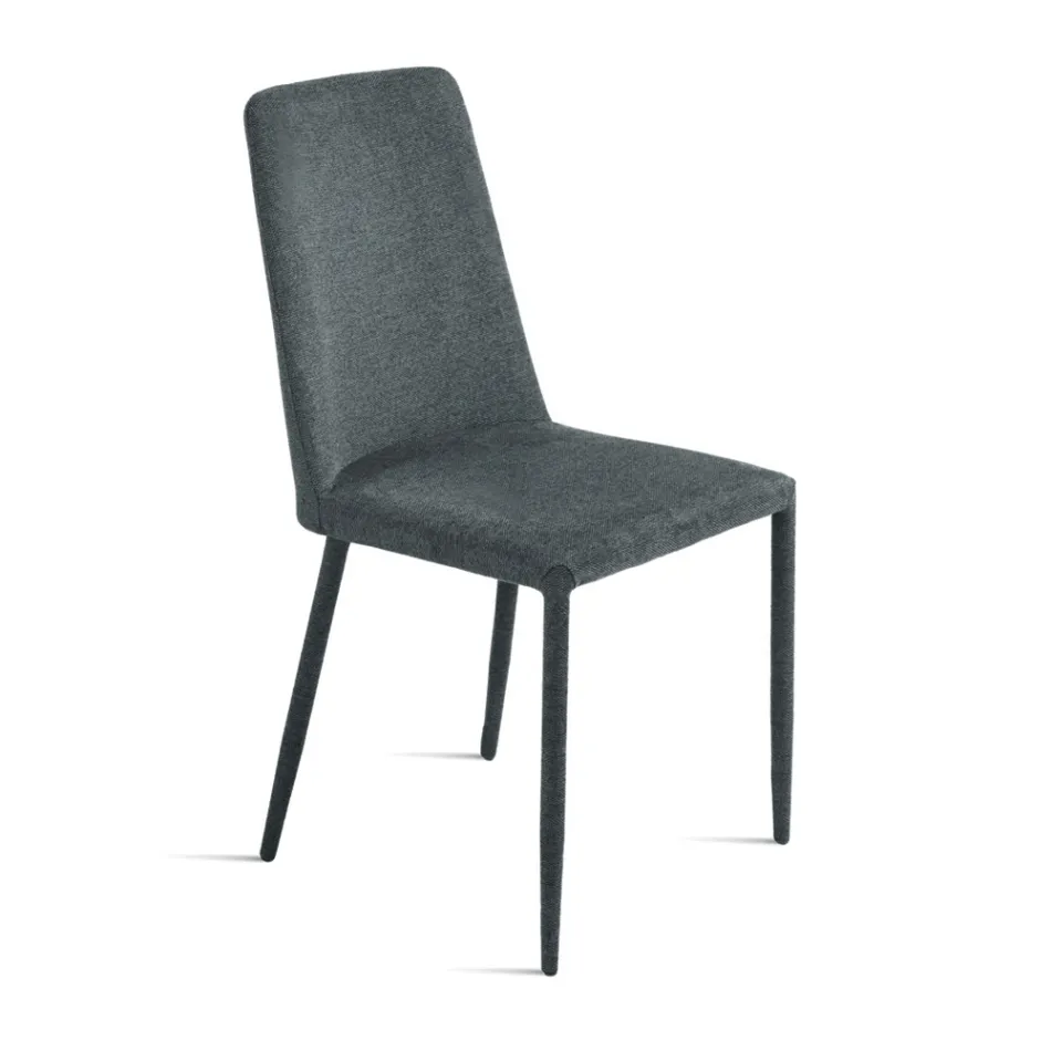 Conjunto de 4 cadeiras estofadas em tecido colorido e estrutura estofada - Luciana Viadurini