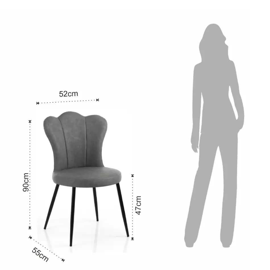 Conjunto de 4 cadeiras de couro sintético com efeito envelhecido - âmbar Viadurini