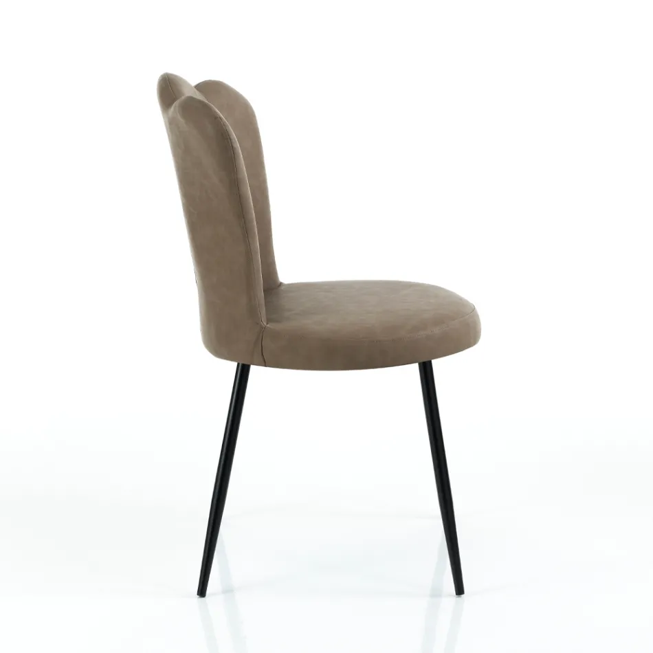 Conjunto de 4 cadeiras de couro sintético com efeito envelhecido - âmbar Viadurini