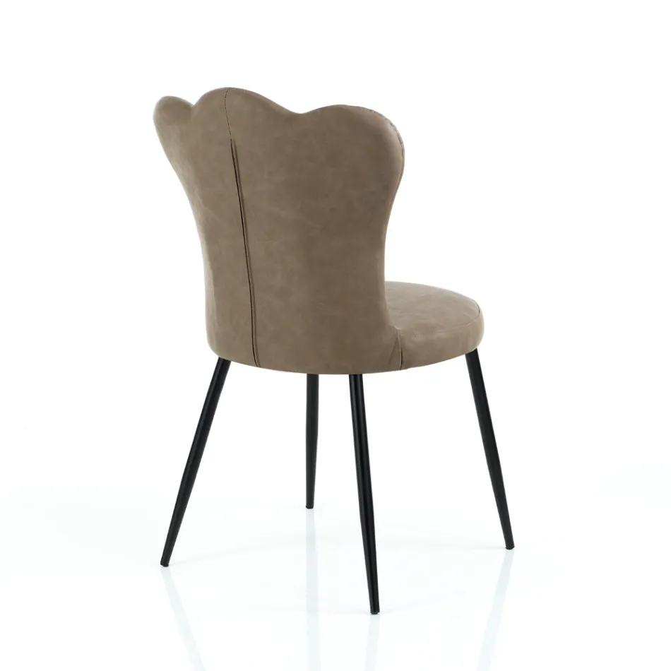 Conjunto de 4 cadeiras de couro sintético com efeito envelhecido - âmbar Viadurini