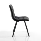 Conjunto de 4 Cadeiras em Tecido Antracite e Aço Preto - Antracite Viadurini