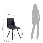 Conjunto de 4 Cadeiras em Tecido Antracite e Aço Preto - Antracite Viadurini