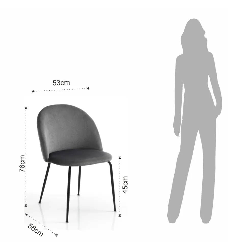 Conjunto de 4 Cadeiras em Tecido Microfibra Efeito Veludo - Terbio Viadurini