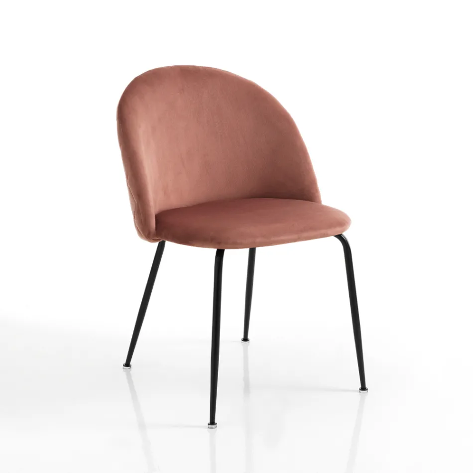 Conjunto de 4 Cadeiras em Tecido Microfibra Efeito Veludo - Terbio Viadurini