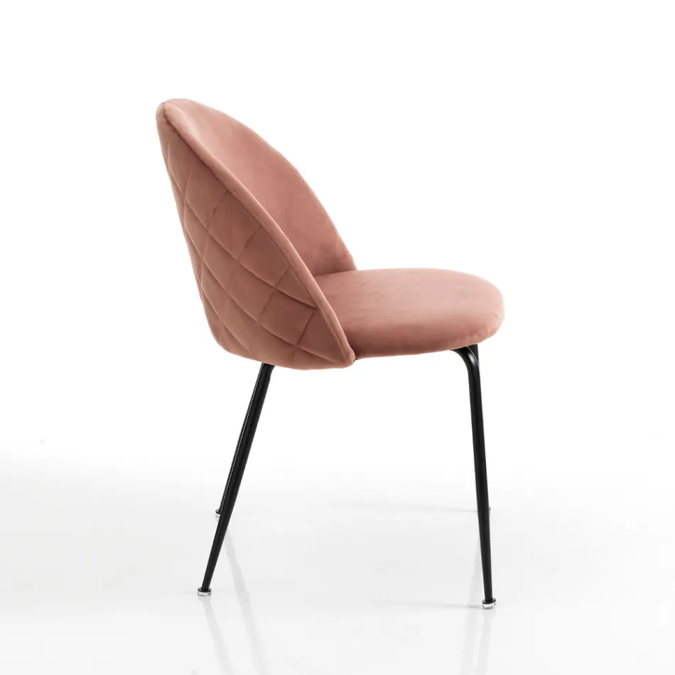 Conjunto de 4 Cadeiras em Tecido Microfibra Efeito Veludo - Terbio Viadurini