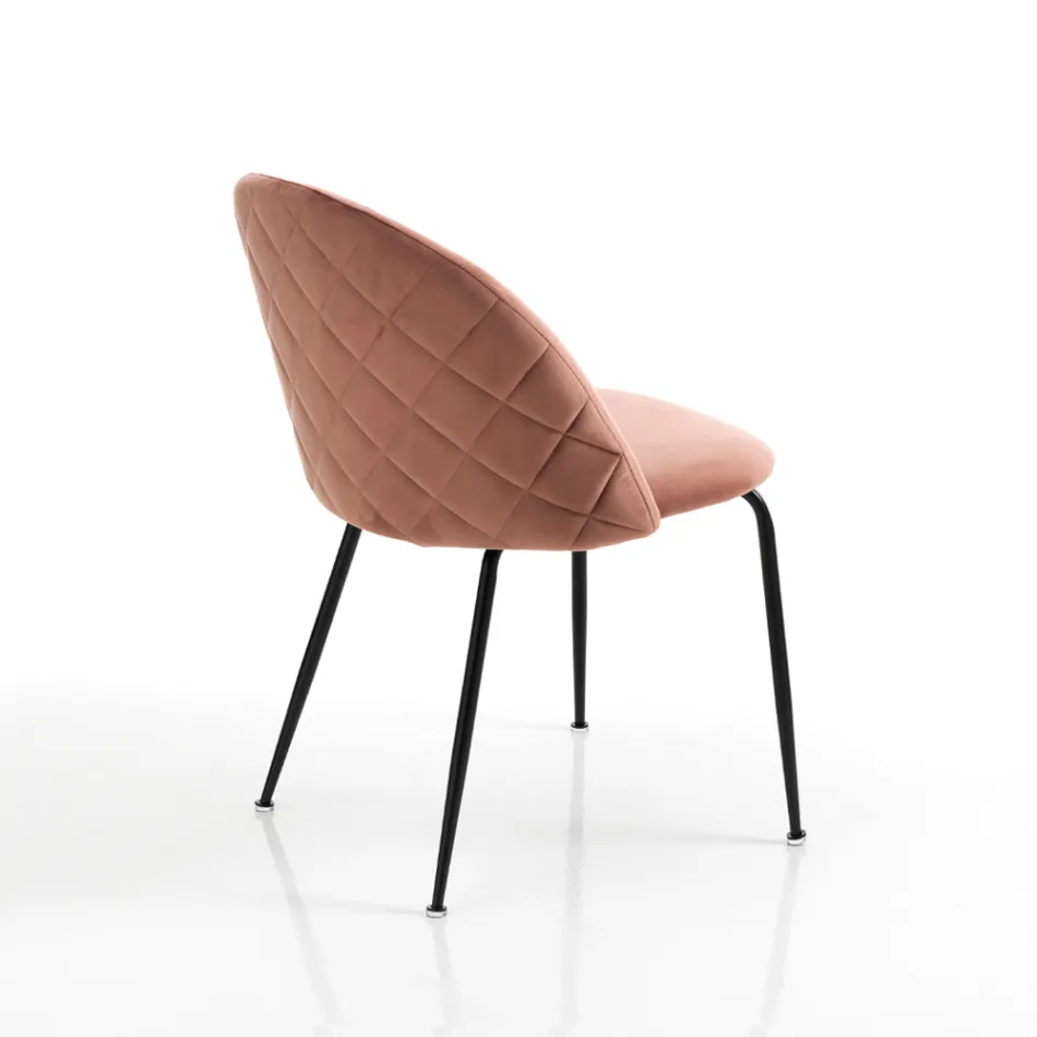 Conjunto de 4 Cadeiras em Tecido Microfibra Efeito Veludo - Terbio Viadurini