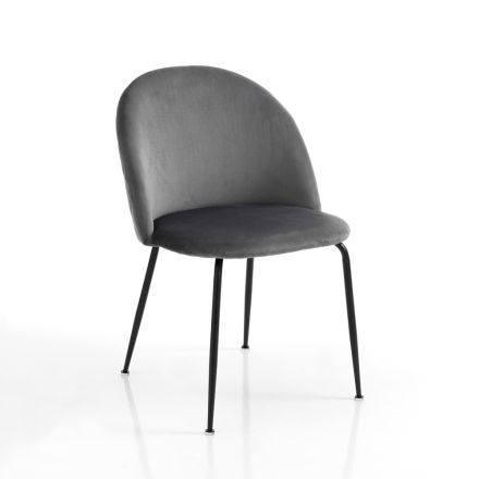 Conjunto de 4 Cadeiras em Tecido Microfibra Efeito Veludo - Terbio Viadurini