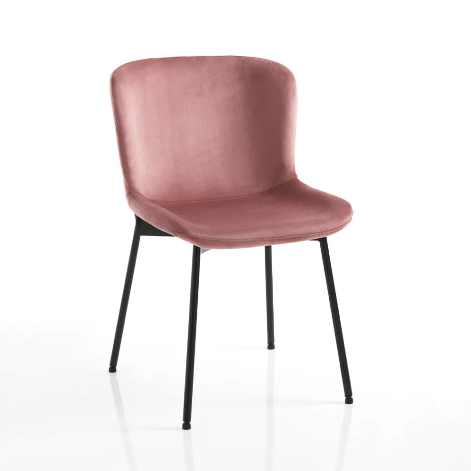 Conjunto de 4 Cadeiras em Tecido e Pés Inclináveis - Dentice Viadurini