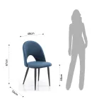 Conjunto de 4 Cadeiras em Tecido Efeito Veludo Azul - Dálmata Viadurini