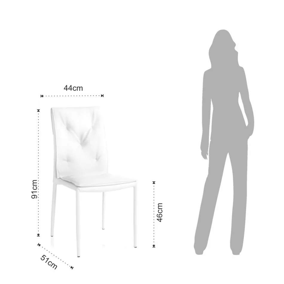 Conjunto de 4 Cadeiras Estofadas em Couro Sintético Diferentes Acabamentos - Urânio Viadurini