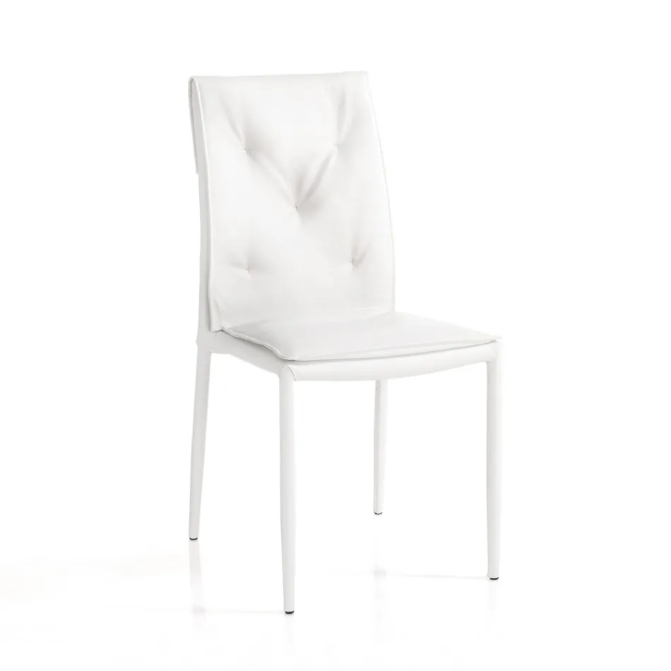 Conjunto de 4 Cadeiras Estofadas em Couro Sintético Diferentes Acabamentos - Urânio Viadurini