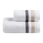 Conjunto de toalhas de rosto de algodão turco com babados duplos Serenity Viadurini