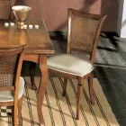 Conjunto de quatro cadeiras Bassano em madeira e tecido, fabricadas na Itália - cor âmbar Viadurini